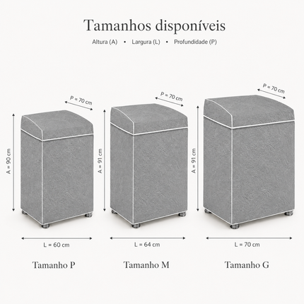 Capa p/ Máquina de Lavar - Electrolux, Brastemp, Consul e outras - 8, 9, 10, 11, 12, 13, 14, 15, 16, 17, 18Kg